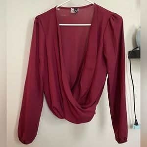 Windsor Business Top - Maroon/Burgundy Wrap style